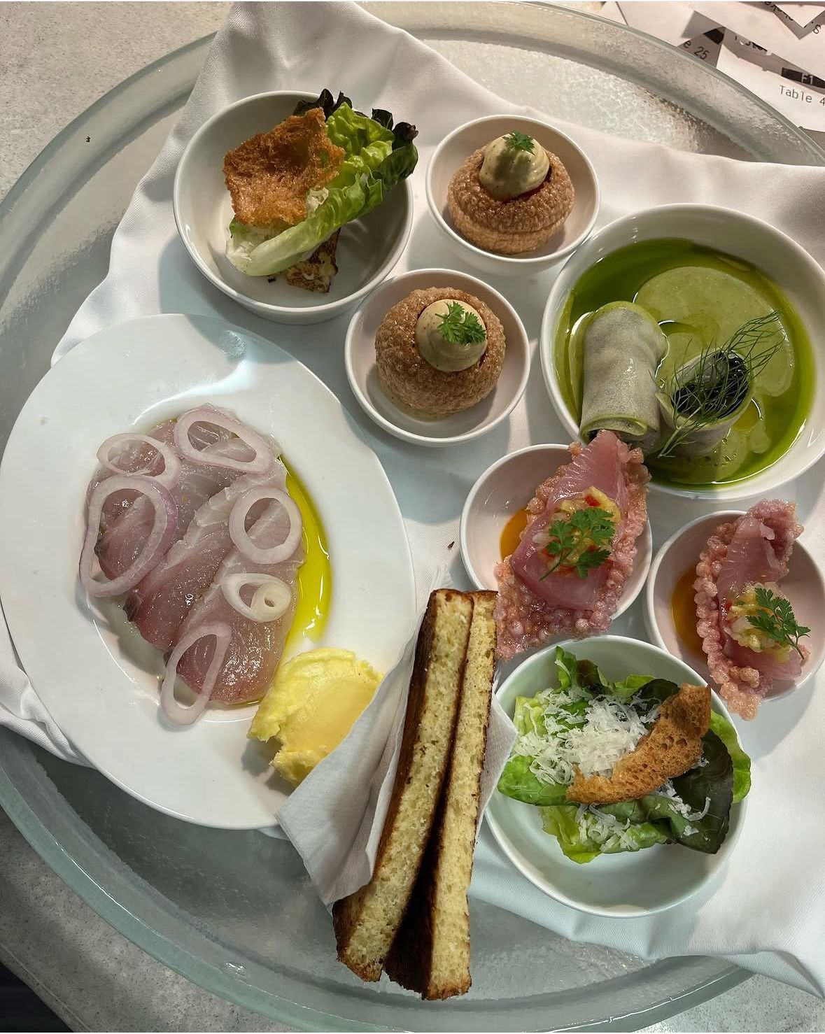 A dégustation tray of small plates